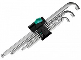 Wera Hex Plus Shallow Key Chrome Plated Ball End  Set of 9 (1.5-10mm) £30.99